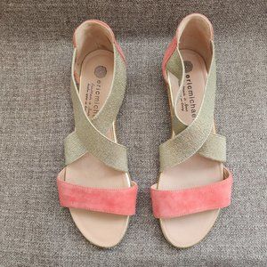 Eric Michael Mia Open Toe Metallic Espadrilles Sandals Size 39